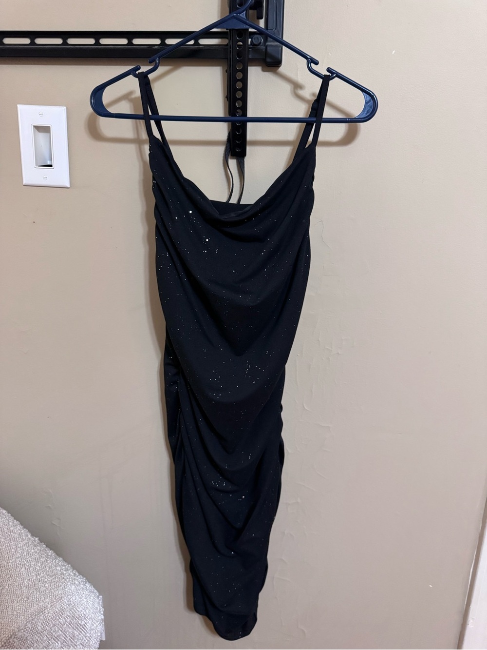 Black Sparkle Cowl neck Bodycon Dress
